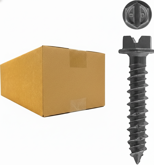Self-Tapping Concrete Screw Anchor - 3/16" x 3-3/4" Hex Washer (500 Pack)