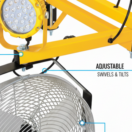 Dock Light with Fan - Integrated LED Head, 40" Heavy-Duty Double Arm