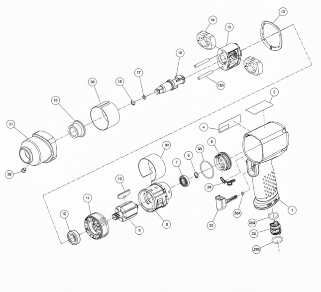 Air Impact Wrench - 1/2" Drive, 332 ft-lbs Max Torque