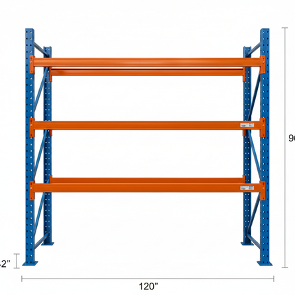 Bolted Teardrop Pallet Rack Starter, 120"W x 42"D x 96"H, 5630 lbs Shelf Cap