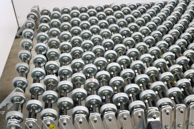 24"W Steel Roller Conveyor, Portable & Expandable, 8'9" to 32'4"L