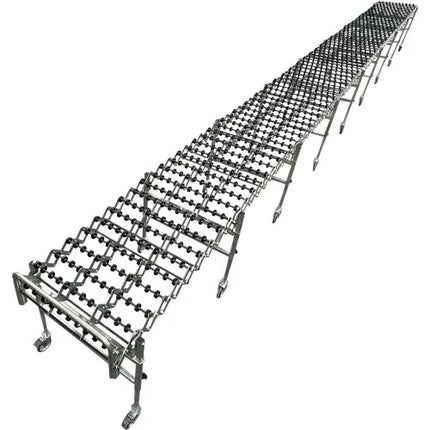 28"W Poly Skate Wheel Conveyor, Portable & Expandable, 5'2" to 20'7"L