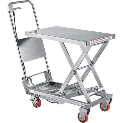 Stainless Steel Mobile Scissor Lift Table - 27" x 17", 400 Lb Capacity