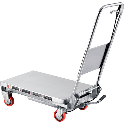 Stainless Steel Mobile Scissor Lift Table - 27" x 17", 400 Lb Capacity
